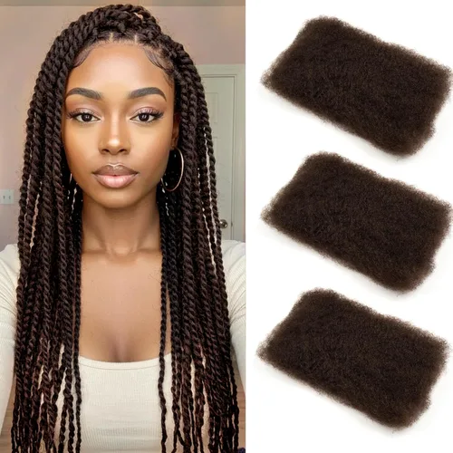 Miniatura 10 de Extensiones de cabello 100% humano afro a granel 100% humano, 3 paquetes de 5.29 oz de cabello rizado afro apretado a granel para hacer/reparar