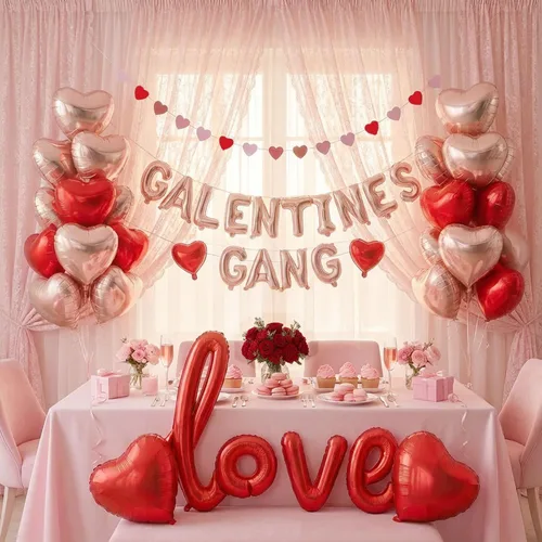Miniatura 9 de Kit de arco de guirnalda de globos rosa y rojo, 108 piezas con globos de labios de estrella de aluminio para niñas, mujeres, cumpleaños, día