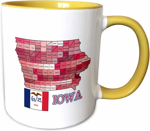 Miniatura 9 de 3dRose Flag And Map Of Iowa Showing All The Counties In Multicolor 11oz Two-Tone Black Mug