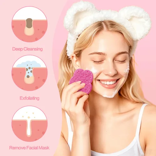Miniatura 7 de 50 esponjas faciales comprimidas, esponjas faciales naturales, esponjas exfoliantes con forma de flor, reutilizables, el mejor regalo de maquillaje