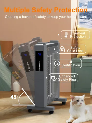 Miniatura 3 de Uthfy Calentadores de espacio de convección de 26 pulgadas para uso en interiores, calentador eléctrico de 1500 W para habitaciones grandes