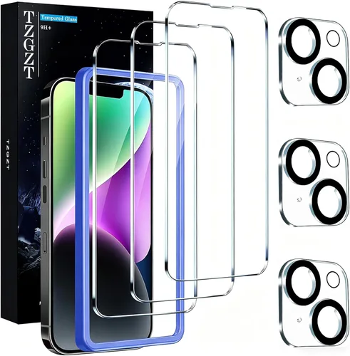 Miniatura 10 de TZGZT [True 9H+ Irrompible] Paquete de 3 para Protector de Pantalla iPhone 13 Película de Vidrio Templado, con Paquete de 3 Accesorios Protector