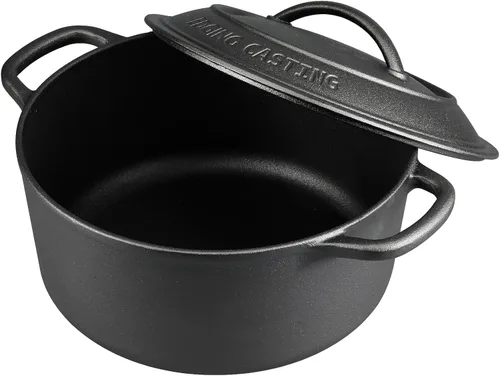 Miniatura 3 de EDGING CASTING - Olla holandesa de hierro fundido pretratado con tapa y asa doble, olla redonda para hornear pan de masa madre, capacidad de 5