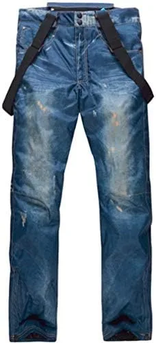 Miniatura 3 de Mitef Men's Warm Thickened Ski Denim Pants Windproof Waterproof Snowboard Pants