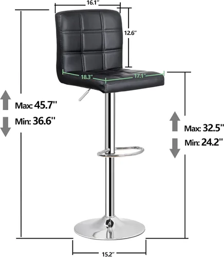 Miniatura 3 de ZenStyle Taburetes de bar de altura de mostrador, juego de 2 taburetes de bar giratorios ajustables, sillas de cuero PU para taburete de cocina