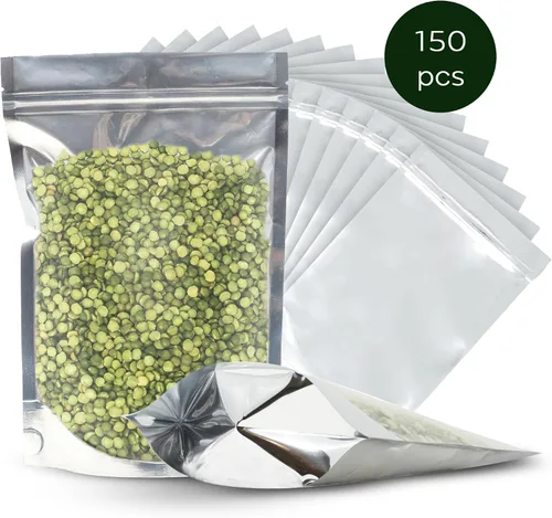 Miniatura 8 de 150 bolsas resellables de Mylar - 6 x 9 pulgadas - Bolsas con cierre hermético y termosellables - Bolsas de almacenamiento de alimentos de pie