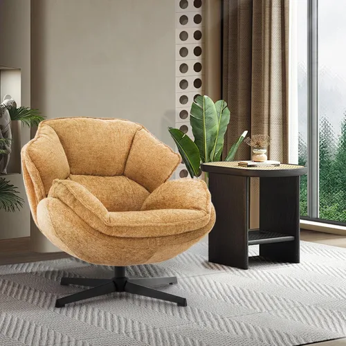 Miniatura 9 de IWMH Silla Giratoria de Acento para Sala de Estar, Sillón Tapizado con Patas de Metal, Silla de Salón Sofá, Cómodas Sillas de Ocio para Lectura