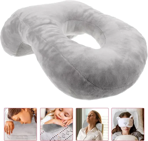 Miniatura 8 de Operitacx Almohada de espuma viscoelástica suave con forma de dona, almohada para dormir, almohada de viaje, accesorios para viajes