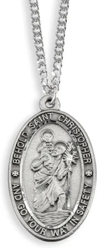 Saint Christopher peltre colgante de viajes en 24 inch Acero Inoxidable Cadena Regalo