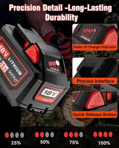 Miniatura 6 de HOCHSTERN Reemplazo de 18 V 15.0Ah para batería Milwaukee M-18 de alto rendimiento compatible con baterías Milwaukee de 18 voltios 48-11-1862