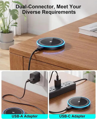 Miniatura 9 de Cargador inalámbrico Samsung de 6 pies, cargador inalámbrico magnético de 6 pies, almohadilla de carga rápida con puertos USB-C/A para Samsung