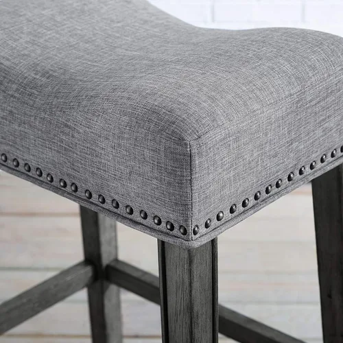 Miniatura 5 de Roundhill Furniture Coco - Taburetes de bar tapizados sin respaldo de 29 pulgadas de altura, juego de 2, gris