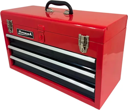 Miniatura 2 de Caja de herramientas portátil de metal Homak, de 20 pulgadas, con 3 cajones, pequeño cofre de herramientas con forros EVA, cajones deslizantes