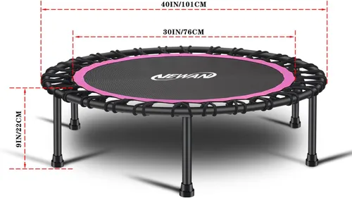 Miniatura 4 de Newan Mini trampolín silencioso de 40 a 48 pulgadas, trampolín de fitness, bungee rebote, entrenamiento cardiovascular, entrenamiento para adultos