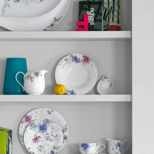 Miniatura 4 de Villeroy & Boch Mariefleur Gris Basic Breakfast - Plato redondo de porcelana premium con una decoración de flores juguetona, apto para lavavajillas