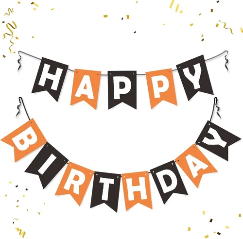 Miniatura 6 de Cartel de feliz cumpleaños con letras brillantes con purpurina para decoración de cumpleaños, suministros de decoración de fiesta (negro)