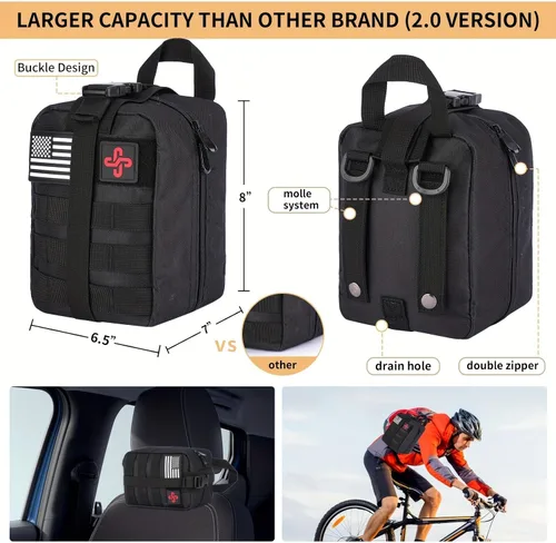 Miniatura 2 de Kit de supervivencia, 252 piezas de equipo de supervivencia con bolsa compatible con sistema Molle y tienda de emergencia, kit de emergencia