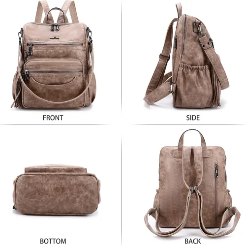 Miniatura 90 de Bolsos mochila monedero de piel sintética para mujer, bolsas con zíper, mochilas de hombro casuales