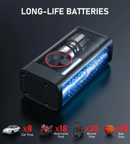 Miniatura 6 de Inflador de neumáticos, compresor de aire portátil, bomba de aire inalámbrica de 150 PSI para neumáticos de automóvil, bomba de neumáticos