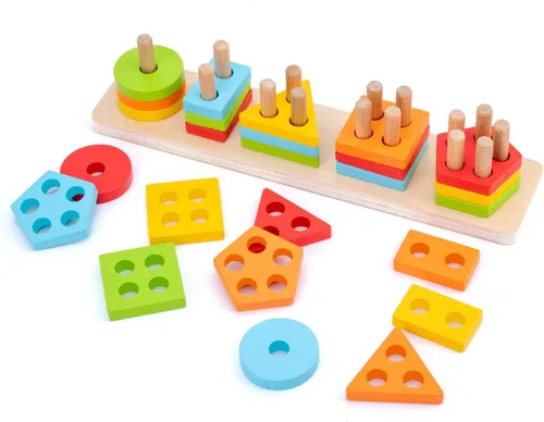 Wood City Juguetes Montessori de madera para niños y niñas de 1, 2 y 3 años, juguetes de clasificación y apilamiento para niños pequeños y