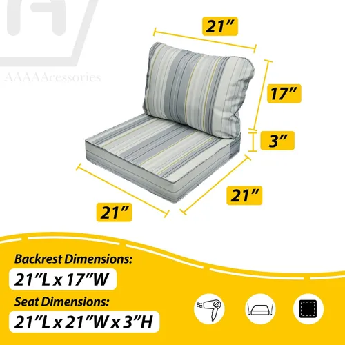 Miniatura 5 de AAAAAcessories Cojines de asiento para exteriores, resistentes a la decoloración, cojines de repuesto impermeables para muebles de patio, 21 x 21 x