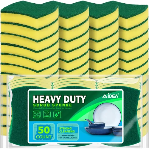 Miniatura 10 de AIDEA Esponjas de cocina, paquete de 50 esponjas de platos resistentes, esponja de limpieza para el hogar y la cocina, suministros de limpieza sin