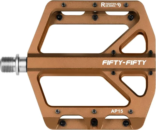 Miniatura 11 de FIFTY-FIFTY Pedales de bicicleta de montaña, pedales planos antideslizantes y de aleación de aluminio, rodamiento sellado de 9/16 pulgadas
