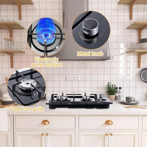Miniatura 7 de Estufa de gas de 20 pulgadas, estufa de propano de 2 quemadores, placa de cocina de gas integrada de doble propósito de GN/GLP con panel de acero