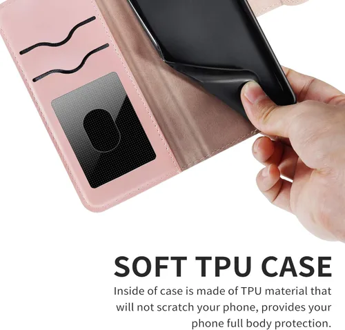 Miniatura 5 de Funda tipo cartera con tapa para Motorola Moto G Stylus 5G 2023, piel sintética, oro rosa, tarjetero y cierre magnético, función atril