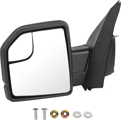 Miniatura 11 de JDMSPEED Espejo retrovisor lateral izquierdo eléctrico con calefacción, señal LED texturizada, negro, izquierdo, LH, compatible con Ford F150