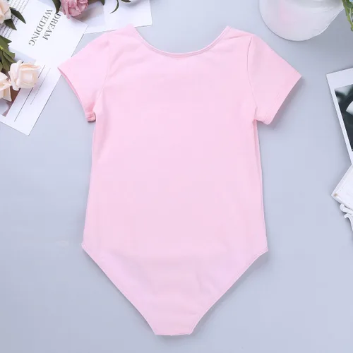 Miniatura 5 de TiaoBug Conjunto de vestido de ballet para niñas, de algodón, manga corta, leotardo de gimnasia con falda de gasa, conjunto de ropa de baile
