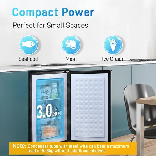 Miniatura 2 de Anypro Congelador Vertical Compacto Mini de 3 Pies Cúbicos con 3 Puertas de Cajón Desplegables y Termostato Ajustable, Congelador Vertical Pequeño