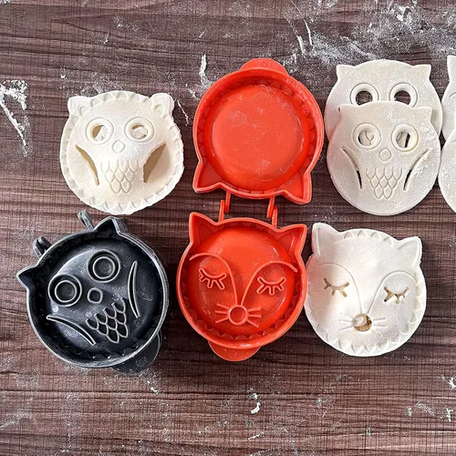 Miniatura 4 de Moldes Clásicos Mini para Tartas de Mano, Prensa para Tartas de Bolsillo, Moldes Prensadores de Tartas de Bolsillo de Masa, Juego de Tarta de Cabaña