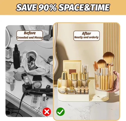 Miniatura 6 de DASITON Organizador de Maquillaje de Gran Capacidad con Soporte Giratorio de 360° para Brochas de Maquillaje, Organizadores de Almacenamiento