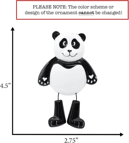 Miniatura 2 de Adorno de Navidad personalizado de oso panda 2026 – Personalización gratuita Animal sonriente con patas colgantes para árbol de Navidad Recuerdo