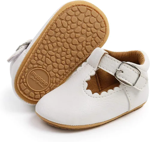 Miniatura 147 de RVROVIC Mocasines de princesa para bebé, zapatos brillantes de Mary Jane, zapatos de cuna de suela suave y ligera de primera calidad, zapatos