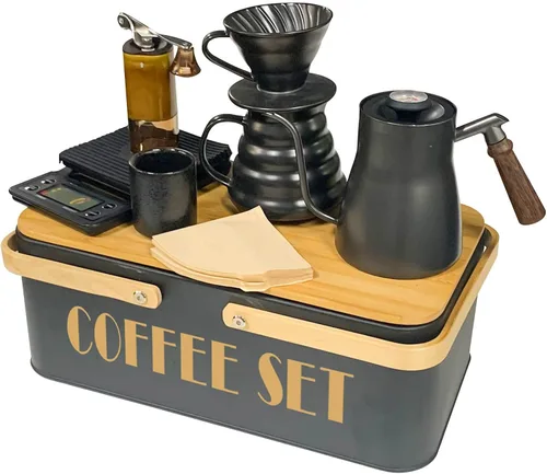 Miniatura 11 de SOTECH Juego de Cafetera de Vertido Goteo de Café de Vertido Molinillo de Café Manual cafetera de vertido de vidrio