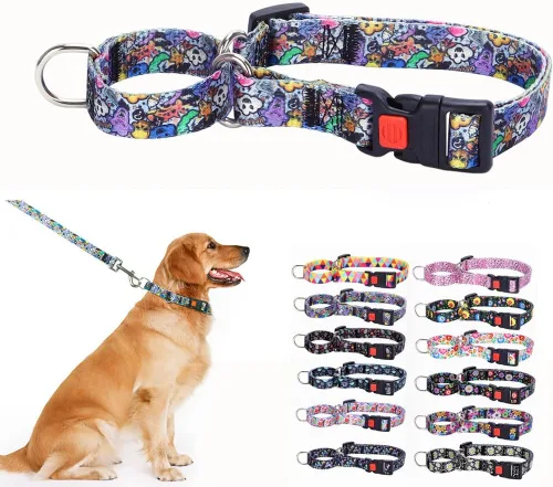 Miniatura 9 de Martingale - Collares para perros pequeños, antideslizantes, a prueba de escapes, collares limitados para mascotas, hebilla de liberación rápida