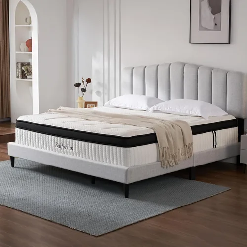 Miniatura 2 de Suiforlun - Colchón de tamaño matrimonial, colchón híbrido de espuma viscoelástica de gel de 14 pulgadas en una caja con resortes embolsados, Euro