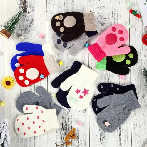 Miniatura 3 de SATINIOR 12 pares de manoplas elásticas mágicas para niños pequeños, unisex, guantes de punto para Navidad, Multicolorido