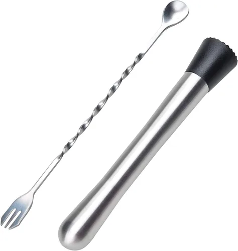 Miniatura 8 de Juego de herramientas para hacer cócteles, 12 piezas, coctelera, kit de camarero, mezclador de 25.4 fl oz, mezclador, jigger, sacacorchos, colador