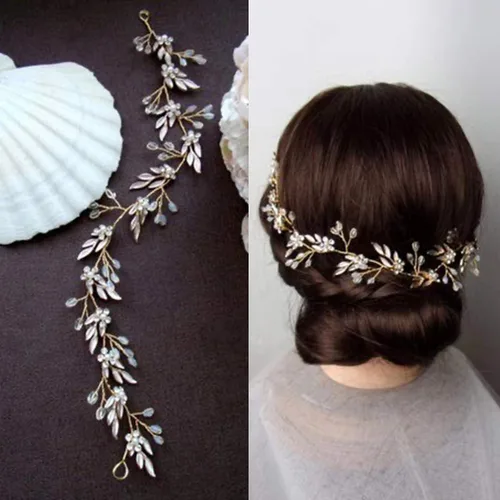Miniatura 5 de Unicra Diadema larga con diamantes de imitación de cristal para mujeres y niñas (dorado)