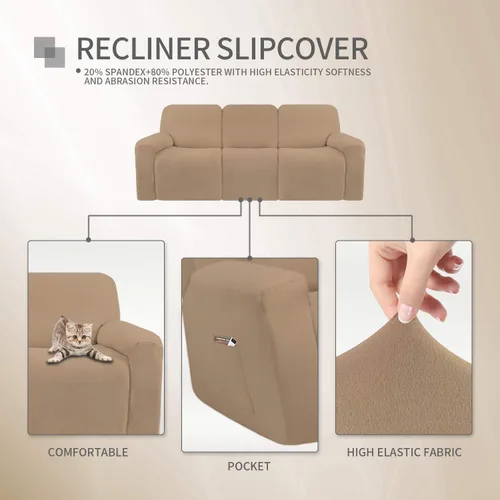 Miniatura 5 de Easy-Going - Funda elástica de microfibra para sofá reclinable seccional, suave vellón ajustable a tu sofá de 2 cuerpos, lavable, protector