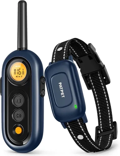 PATPET Collar de entrenamiento para perros con control remoto, collar de choque impermeable IPX7 de 2000 pies, 4 modos (pitido/vibración/choque 0-16