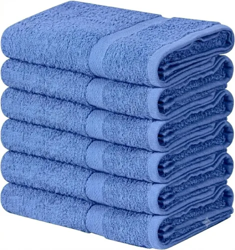 Towel and Linen Mart - Juego de 6 toallas de baño de algodón blanco, de secado rápido, absorbentes, peso ligero, tacto suave, toallas de primera
