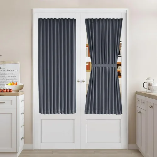 Miniatura 93 de Vatge - Cortinas autoadhesivas para puerta francesa, tratamiento de ventana con filtro de luz sin varillas ni perforaciones para puertas de cristal