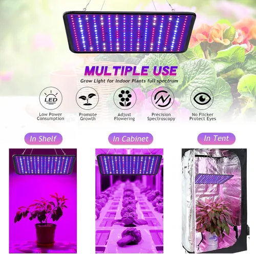 Miniatura 5 de Luz de cultivo para plantas de interior - SERWING Luz de cultivo LED de 200W de espectro completo, lámpara de cultivo de plantas para cultivo