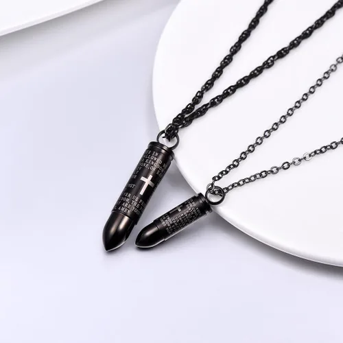 Miniatura 6 de PROSTEEL Collar de acero inoxidable con dije de bala de la Biblia, collar de medallón de botella de cruz, botella de perfume, medallón
