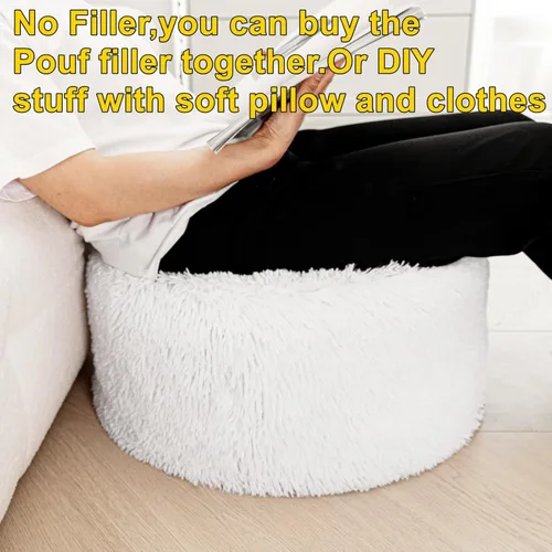 Miniatura 4 de Asuprui Puf Otomano Sin Relleno Reposapiés Otomano 20x12 Pulgadas Puf de Piso Redondo Piso Silla Bean Bag Sin Relleno Reposapiés con Almacenamiento