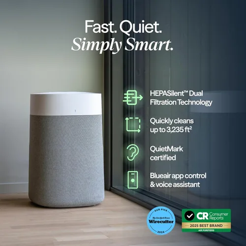 Miniatura 2 de BLUEAIR Purificadores de aire para habitaciones grandes, limpia 3,048 pies cuadrados en una hora, limpiador de aire inteligente HEPASilent